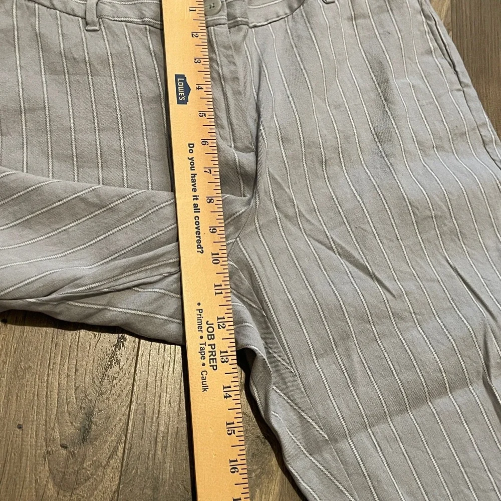 J.Jill Grey White Striped Linen Blend Wide Leg Crop Pants 16 Petite WPT218712